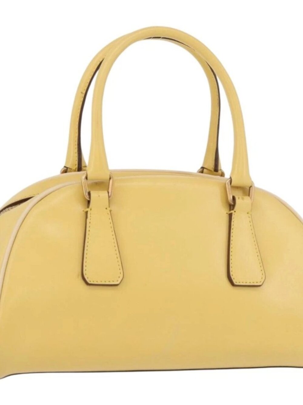 PRADA Hand Bag Leather Yellow Gold Auth mr2207